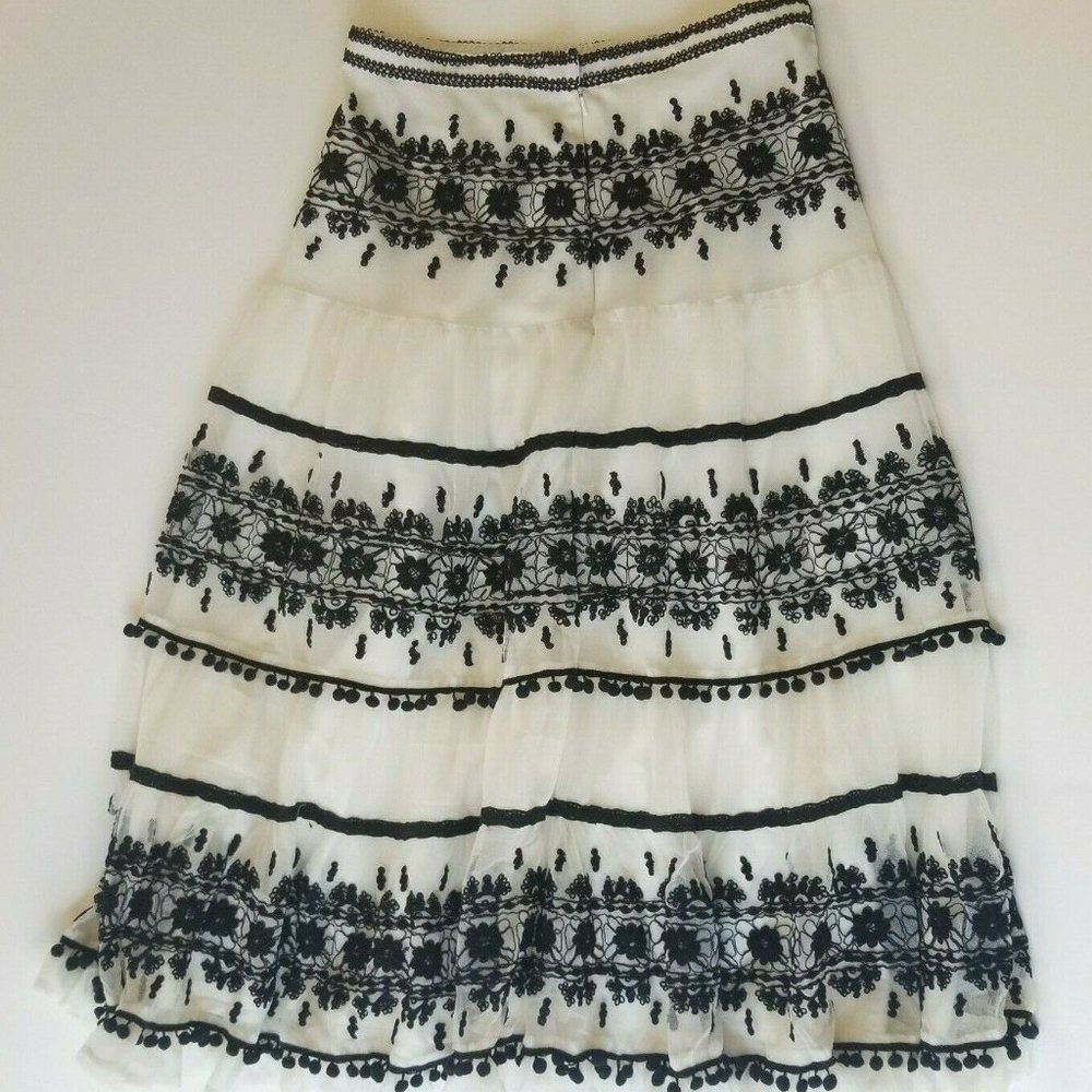 Vtg Neiman Marcus Sz Small Long Lace Tassel Skirt - Picture 6 of 10